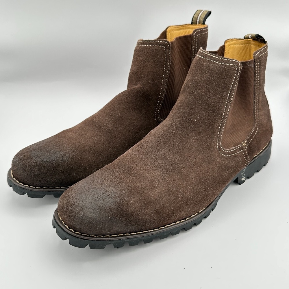 Sandro Moscoloni Chelsea Ankle Boots Mens 8.5D Brown Suede Lug Sole Autumn Work